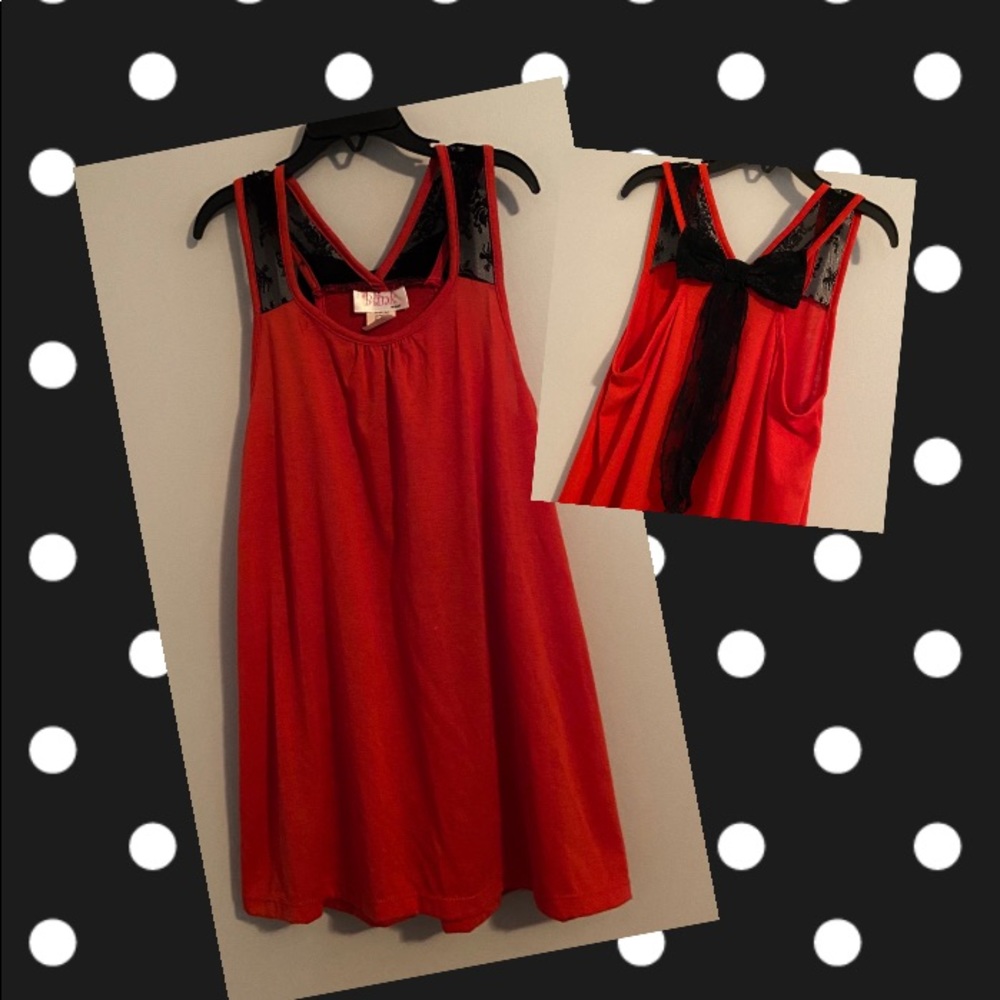 Cute red and black shirt-lace bow on back
